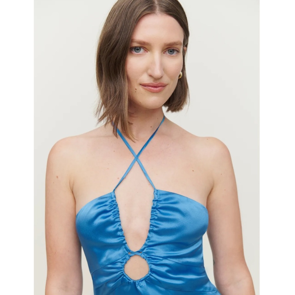Reformation Antoni Silk Midi Keyhole Halter Dress New! - Picture 3 of 10
